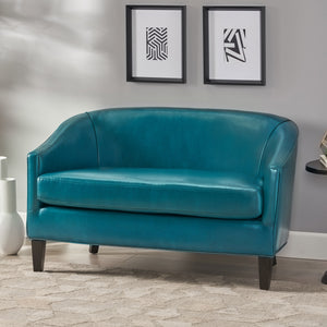 Christopher Knight Home® - Noble House - Justine Teal Leather Loveseat