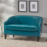 Christopher Knight Home® Justine Teal Leather Loveseat