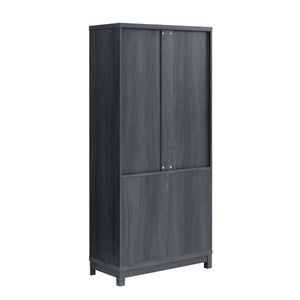 English Elm Jodie Elegant 31" Bookcase Cabinet with 6 Adjustable Shelves, Glass Display Doors & Metal Handles Charcoal grey B365P397894