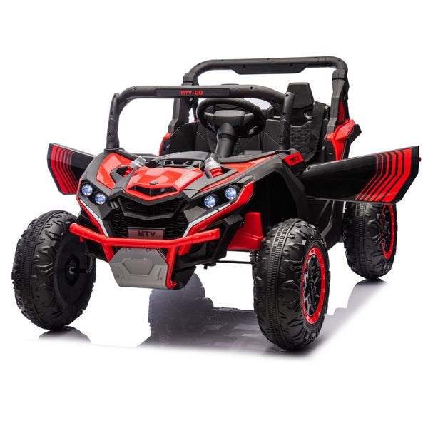 English Elm 24v Two Seat Kids Electric Utv with Parental Remote Suspension Off Road Ride On Red W1578P184803
