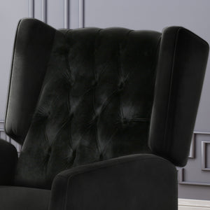 English Elm Christopher Knight Home® - Pushback Mid Century Wingback Recliner Chair with Rivet Trim, Upholstered Fabric Accent Seat for Living Room Black 63486.00NVLTBLK