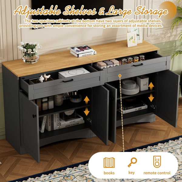 English Elm On-Trend 3-Piece Rustic Farmhouse Entertainment Center For Tvs Up To 70", Versatile Storage Solution N721S000045E-GIGA