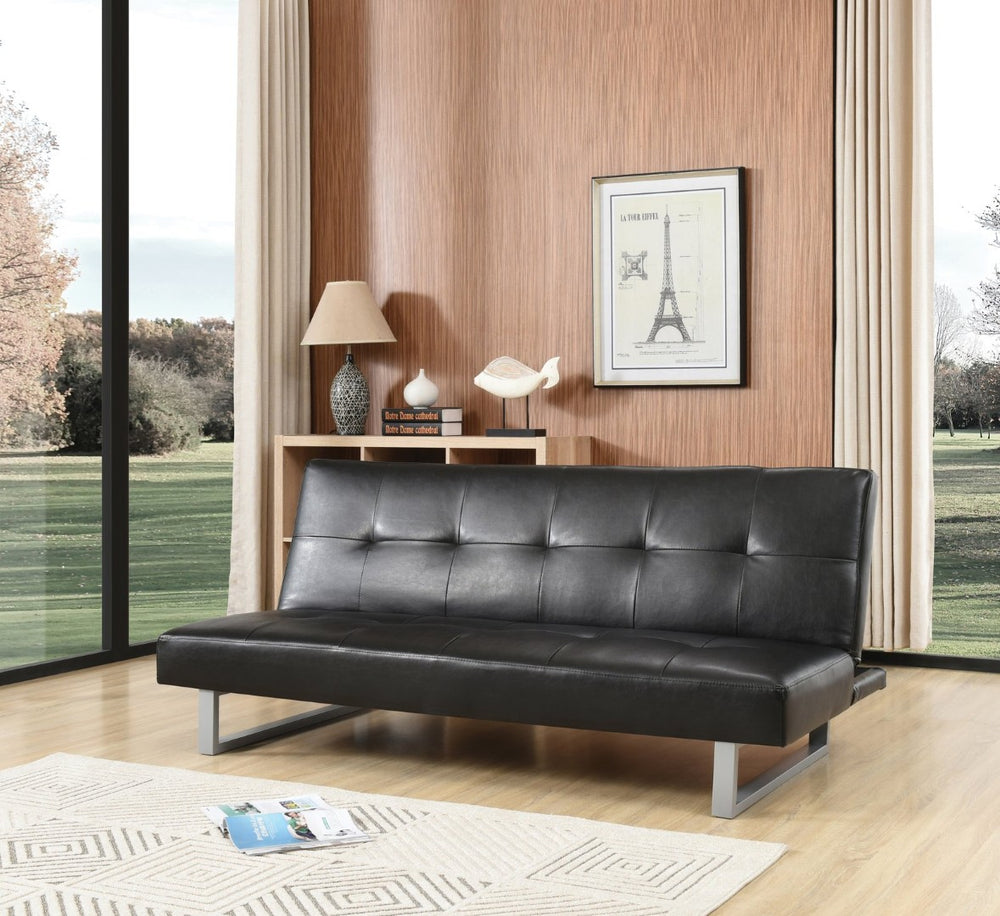 English Elm Chroma Faux Leather Convertible Sleeper Sofa with Metal Legs for Studio Living B078107965