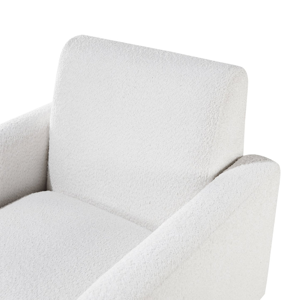English Elm Caius Boucle Arm Chair in White — Pocket Spring Comfort, Solid Tapered Wood Legs, Modern Accent B050P229977