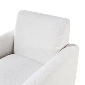 English Elm Caius Boucle Arm Chair in White — Pocket Spring Comfort, Solid Tapered Wood Legs, Modern Accent B050P229977