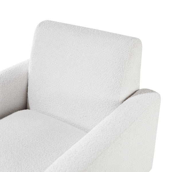 English Elm Caius Boucle Arm Chair in White — Pocket Spring Comfort, Solid Tapered Wood Legs, Modern Accent B050P229977