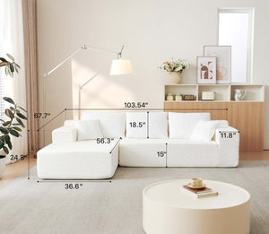 English Elm 104" Modular Cloud Sectional Chenille Sofa with Deep Seats for Modern Living Rooms W1359S00019