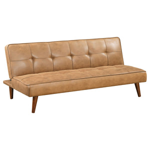 English Elm Ralston Upholstered Convertible Sofa Bed with Retro Angled Wood Legs, Leatherette Comfort & Springs Brown B062P353264