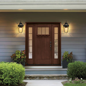 English Elm 21"(H) 2-Pack Outdoor Wall Lanterns Black Die-Cast Aluminum Clear Glass Farmhouse Sconces, Weatherproof W2312P368729