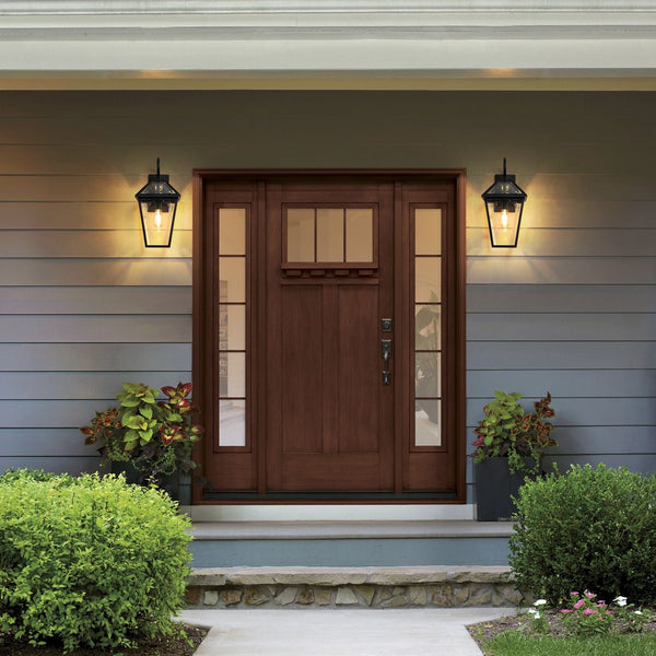 English Elm 21"(H) 2-Pack Outdoor Wall Lanterns Black Die-Cast Aluminum Clear Glass Farmhouse Sconces, Weatherproof W2312P368729
