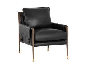 Sunpan Mauti Armchair - Luxurious 100% Bovine Leather with Elegant Wood Frame for Timeless Comfort and Style Distressed Brown / Cortina Black Leather