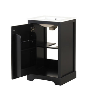 English Elm 20" Modern Bathroom Vanity With Soft-Close Door, Adjustable Shelf & Stylish Black Finish For Storage N725P351852B