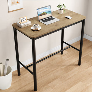 English Elm 47 Inch Counter Height Bar Table - Modern Rectangular Dining Table With Sturdy Metal Legs, Brown Finish T3623P381055