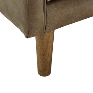 Hewett Italian Leather Accent Chair Mid-century Oak Legs Feather Cushion