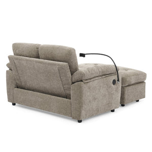 English Elm Leisure Chenille Two Seat Reclining Sofa with Usb Port Storage Ottoman Padded Armrests Brown W487S00518