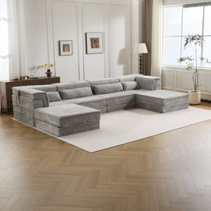 English Elm Compression Modular Floor Sofa Bed - Cozy, No Assembly Needed, Pet-Friendly, Light Grey - Versatile Comfort! W3723S00040