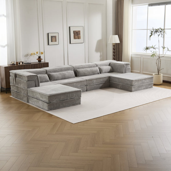 English Elm Compression Modular Floor Sofa Bed - Cozy, No Assembly Needed, Pet-Friendly, Light Grey - Versatile Comfort! W3723S00040