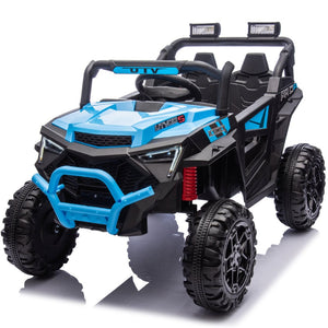 English Elm 24v 400w Kids Electric Utv Ride on with Remote Bluetooth Led Suspension Cockpit Blue W1578P284296