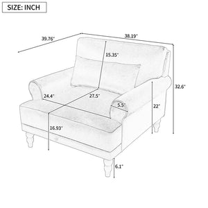 English Elm Mirod Oversized Polyester Accent Chair with Column Legs and Ergonomic Lumbar Support Green N760S0000028C