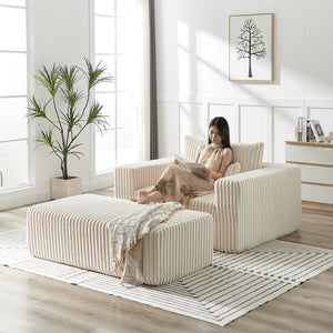 English Elm 75-Inch Corduroy Sponge Lounge Chair With Removable Footrest – Stylish, Comfortable, No Assembly Needed! W834P206099