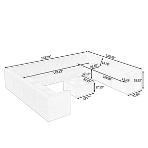 English Elm U Shape Modular Sectional Sofa - Versatile Compressed Sleeper Couch In Space-Black For Modern Living W487S00256-GIGA