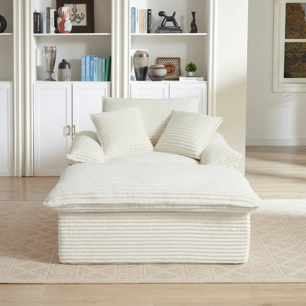 English Elm 51.97 modern cushioned compression single seat sofa with oversized footrest deep plush seating for comfort and support White W3396P330951