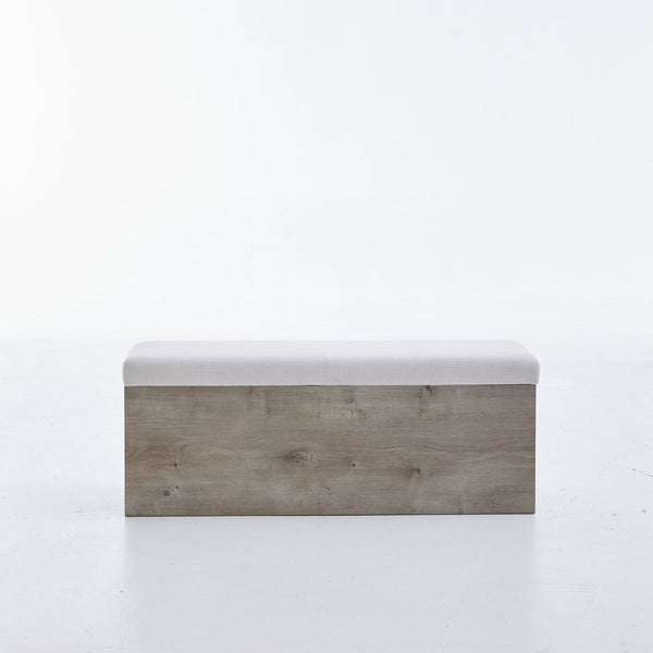 English Elm Shelton Upholstered Flip Top Storage Bench with Textured Ivory Chenille, Light Oak Base, Cozy Seating & Hidden Storage B083P321433