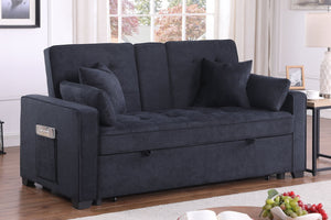 English Elm Cody Woven Fabric Sleeper Loveseat with Charging Console and Pocket Coil Support B061S00958
