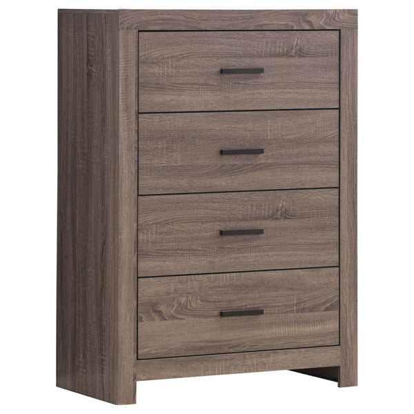 English Elm Geary Barrel Oak 4-Drawer Rectangular Chest with Rustic Oak Grain, Vintage Charm & Ample Storage Space B062P331057