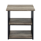 English Elm Antique Oak and Black 3-Shelf Nightstand