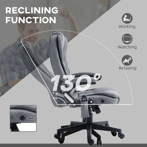 English Elm HOMCOM Executive Massage Office Chair with 6-Point Vibrations, Lumbar Heat, Tilt Recline Comfort Gray W2225P173843