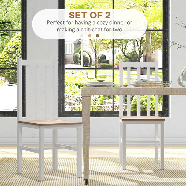 English Elm Homcom Farmhouse Armless Dining Chairs, Set Of 2 - Rustic White Slat-Back Design For Comfort W2225P173886