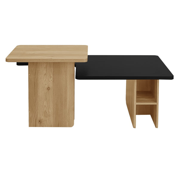 English Elm Vibe Set Of 2 Nesting Coffee Tables - Contemporary Farmhouse Design For Living Room & Small Spaces N724P294661B-GIGA