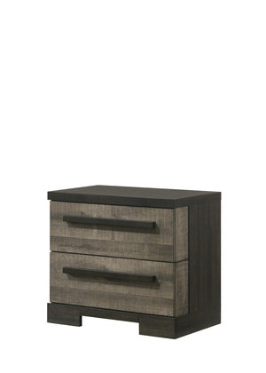 English Elm 1 Piece Contemporary 2-Drawer Nightstand Brown Gray Finish Wooden Bedroom Furniture