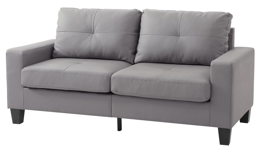 English Elm Modern Gray Sofa PU Track Arm 3-Seater 36"H x 71"W x 32"D - Stylish, Easy Assembly, Versatile Comfort for Living Rooms B078108260