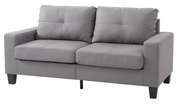 English Elm Modern Gray Sofa PU Track Arm 3-Seater 36"H x 71"W x 32"D - Stylish, Easy Assembly, Versatile Comfort for Living Rooms B078108260