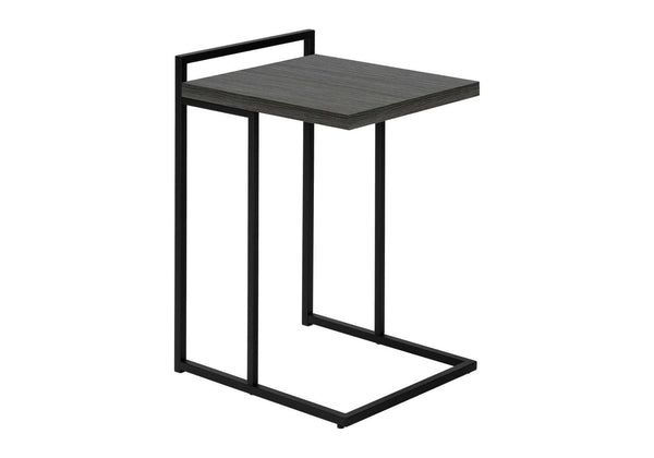 English Elm Accent Table - Sleek C-Shaped Design, Portable Grey Laminate Top With Black Metal Base For Modern Living B2710P219373