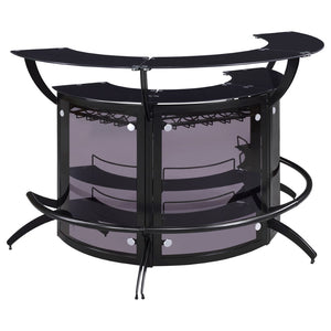 English Elm Elaina Curved Freestanding Home Bar with Smoked Acrylic Panels and Stemware Rack B062S01725