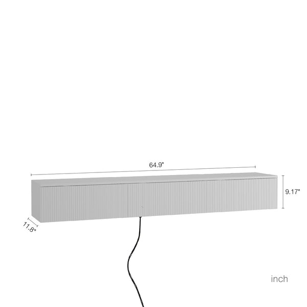 English Elm Floating Wall Mounted Tv Stand with Led Lighting Modern Media Console for Large Screens W1321P405324