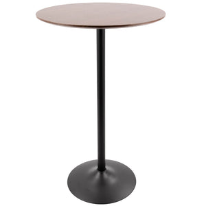 English Elm Mid-century Round Bistro Table Adjusts From Dining to Bar Height in Black Wood B202P223391