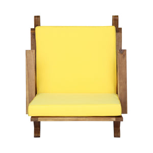 English Elm Champlain Outdoor Acacia Wood Rocking Chair with Cross-back Design and Cushions Teak+Yellow 62685.00YLW
