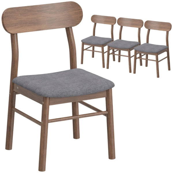 English Elm Bedroom and Dining Linen Upholstered Rubberwood Chairs Mid Century Set of Two T3971P476582
