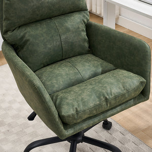 English Elm Artificial ergonomic PU leather office chair with high-density foam, stain-resistant, adjustable height support and modern minimalist design for home and workspace comfort Green W2311P282362