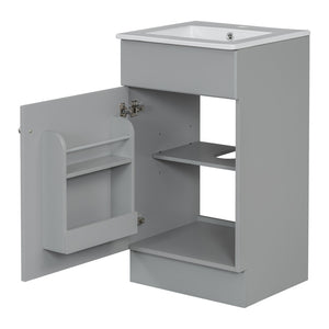 English Elm [video] Compact Sage Green Bathroom Vanity with Ceramic Sink Soft Close Cabinet Grey N759P237932E