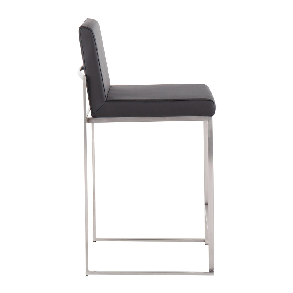 English Elm Fuji 26" High Back Barstool Set Of 3 - Contemporary Style With Stainless Steel Frame & Faux Leather B202P221979