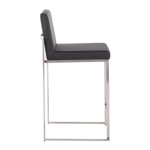 English Elm Fuji 26" High Back Barstool Set Of 3 - Contemporary Style With Stainless Steel Frame & Faux Leather B202P221979
