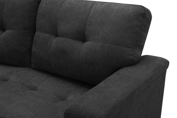 English Elm Aurora Woven Fabric Sleeper Sectional with Usb Charging Storage Chaise Living Room Dark Gray B2749S00179