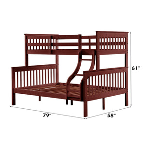 English Elm Marita Cherry Twin/Full Bunk Bed – Durable Pine & MDF, 660lb Capacity, Slat System Included, Right-Ladder B2726S00528