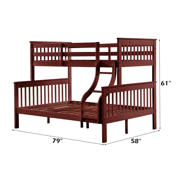 English Elm Marita Cherry Twin/Full Bunk Bed – Durable Pine & MDF, 660lb Capacity, Slat System Included, Right-Ladder B2726S00528