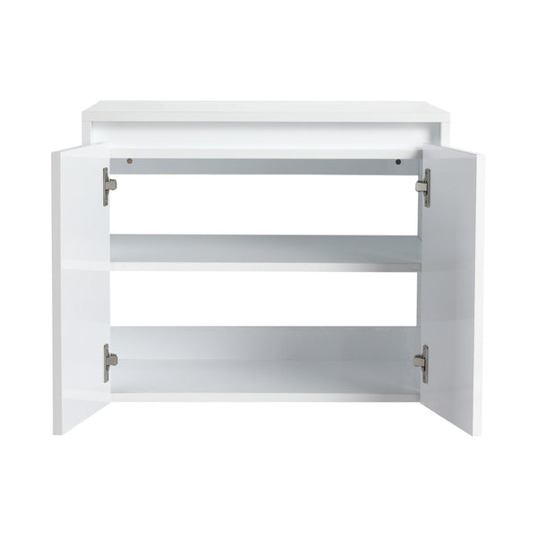 English Elm 72" Float Mount Double Sink Bathroom Vanity Glossy White Plywood Soft Close W999S00535